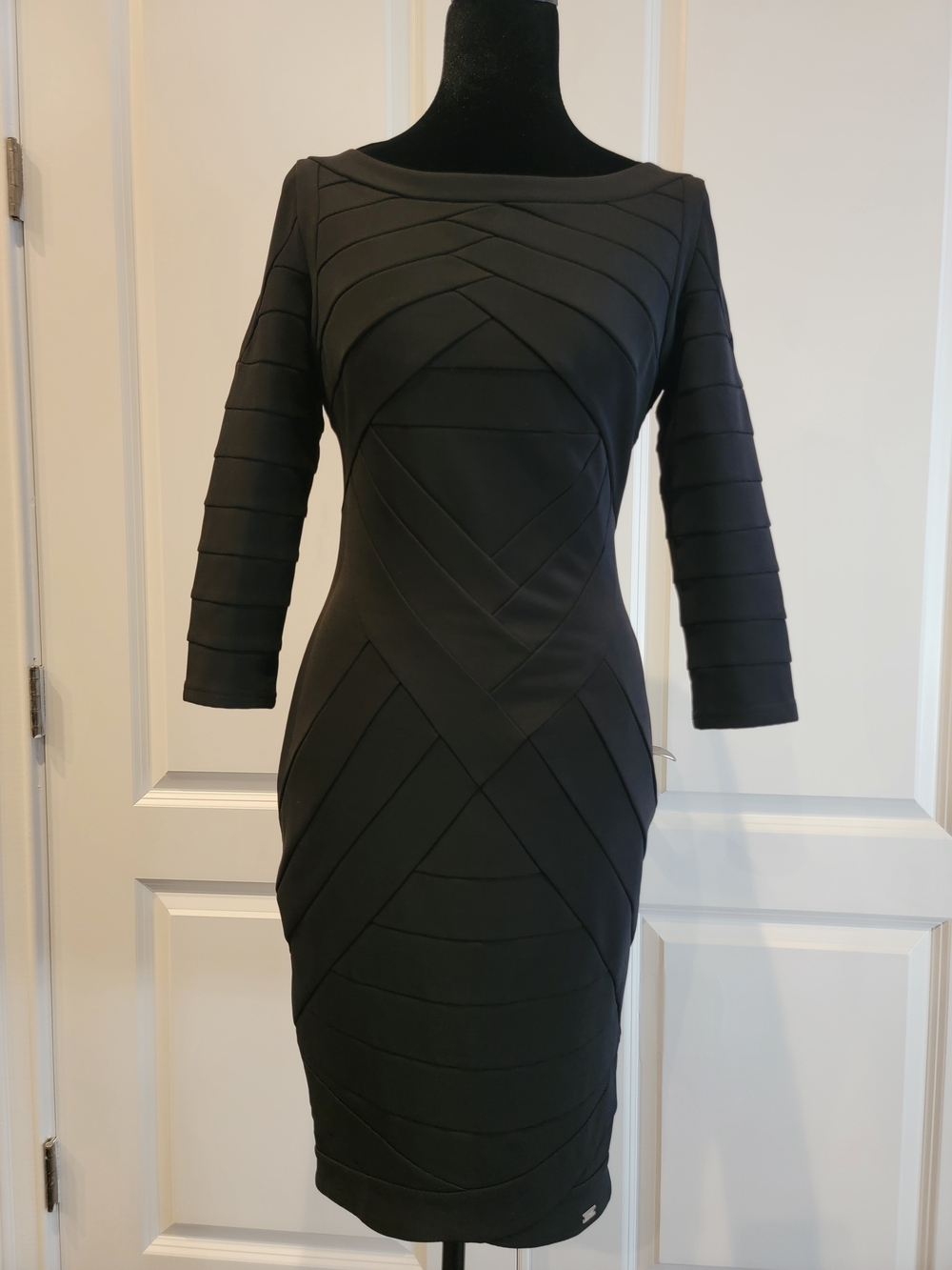 Just Cavalli Black Long Sleeve Bandage Sheath Dress